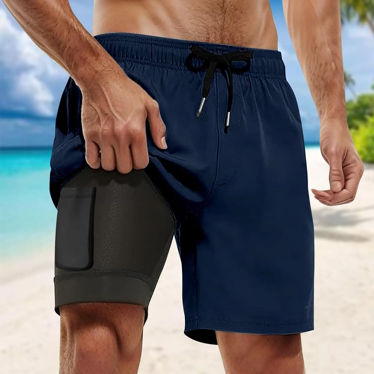 Cargo Work Trousers Men Beach Casual Pull On Pants Gym Athletic Sweatpants Pockets Joggers Jog Pants Trousers