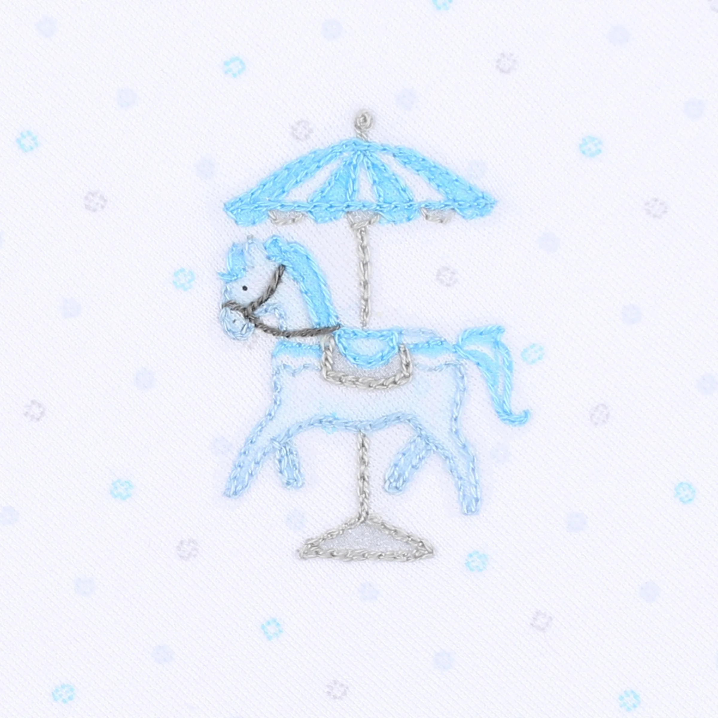 Carousel Embroidered Footie | Light Blue