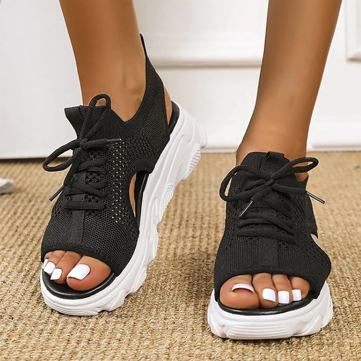 Cathalem Summer Sandals for Women 2024 Espadrille Sandals Platform Sandals Women Casual Ankle Strap Wedge Heels Sandals