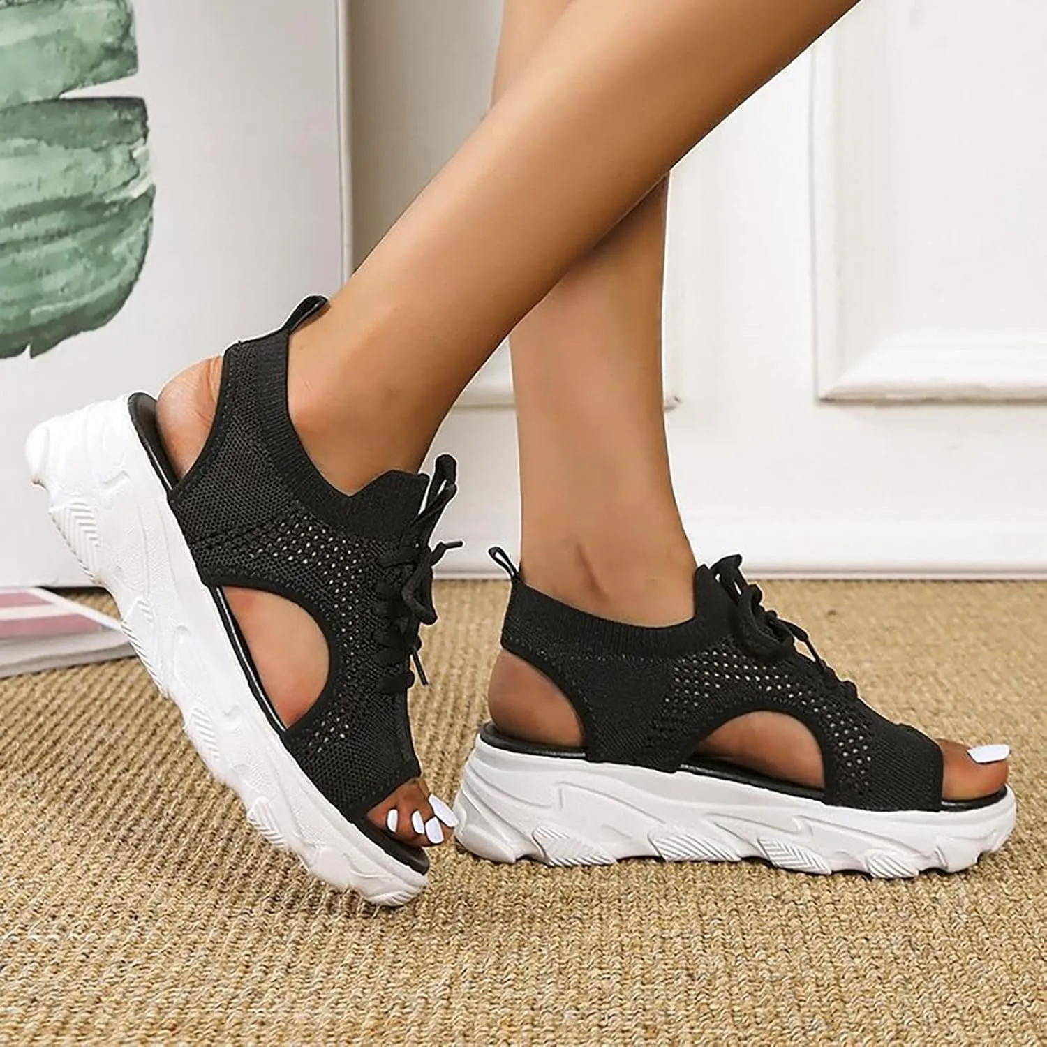 Cathalem Summer Sandals for Women 2024 Espadrille Sandals Platform Sandals Women Casual Ankle Strap Wedge Heels Sandals