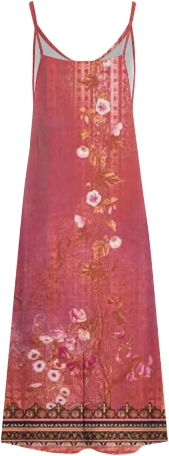 Ceboyel Boho Dresses for Women 2023 Long Summer Dress Sleeveless Spaghetti Strap Sundress Trendy Causal Ladies Outfits