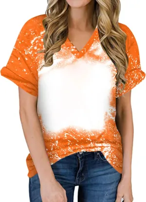 Ceboyel Womens Bleached Sublimation Blank Shirts Short Sleeve Graphic Tees Tops Casual Blouses Funny Summer Outfits Clothes