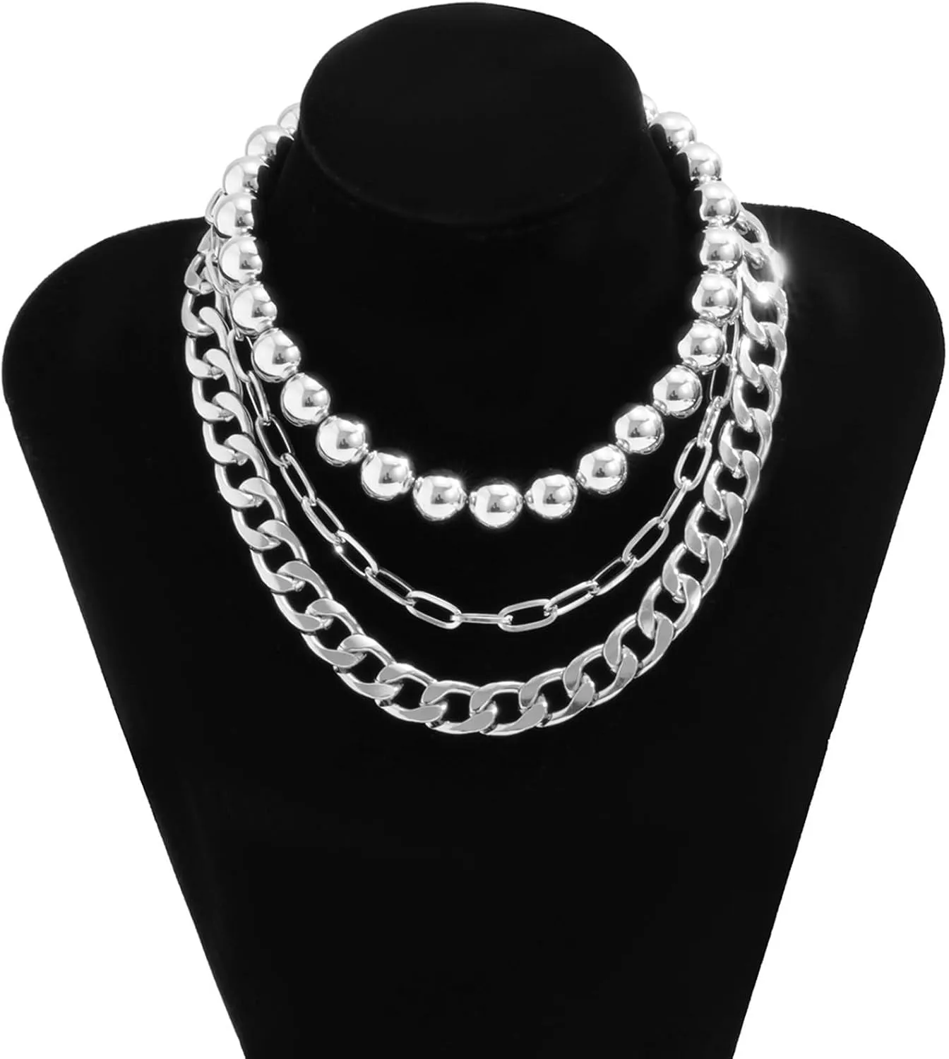 Chain Choker Necklace, Choker Necklaces Vintage Ball Multi Layer Clavicle Chain Gift Necklaces for Women