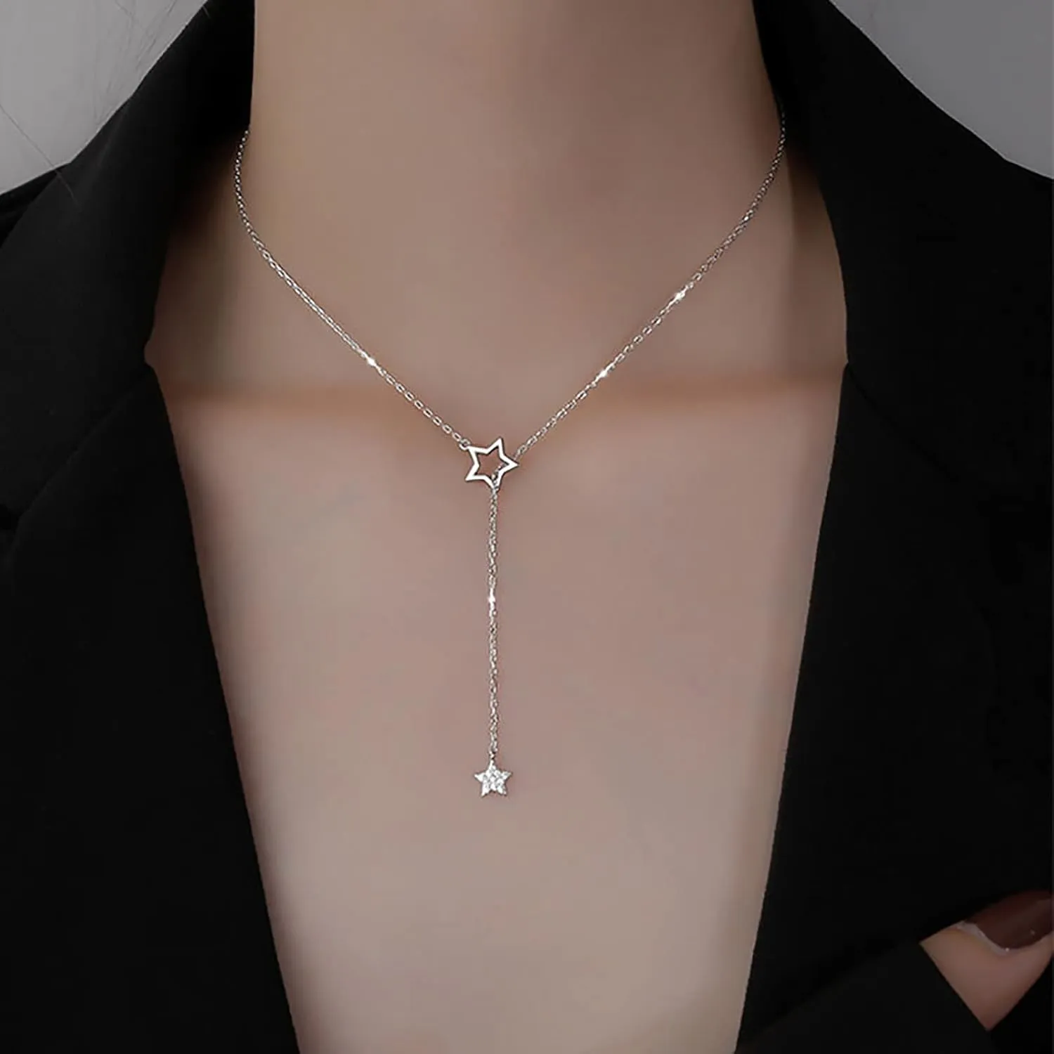 Choker Necklace for Women Multilayer Long Necklace Fashion Layered Star Necklace Pendant Collarbone Chain Female