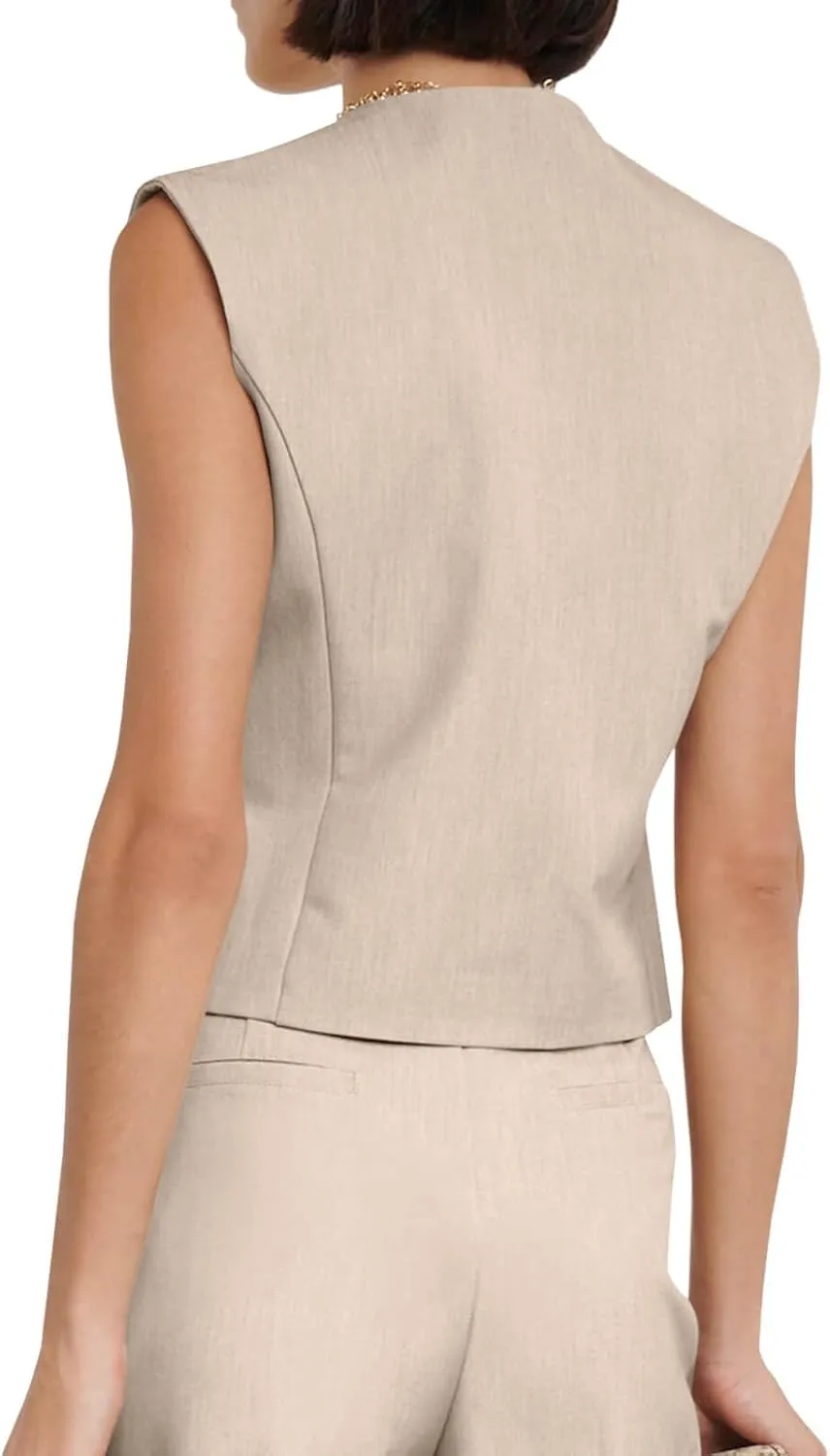 Cicy Bell Womens Waistcoat Vest Sleeveless Blazers V Neck Button Up Asymmetrical Hem Work Office Suit Vests