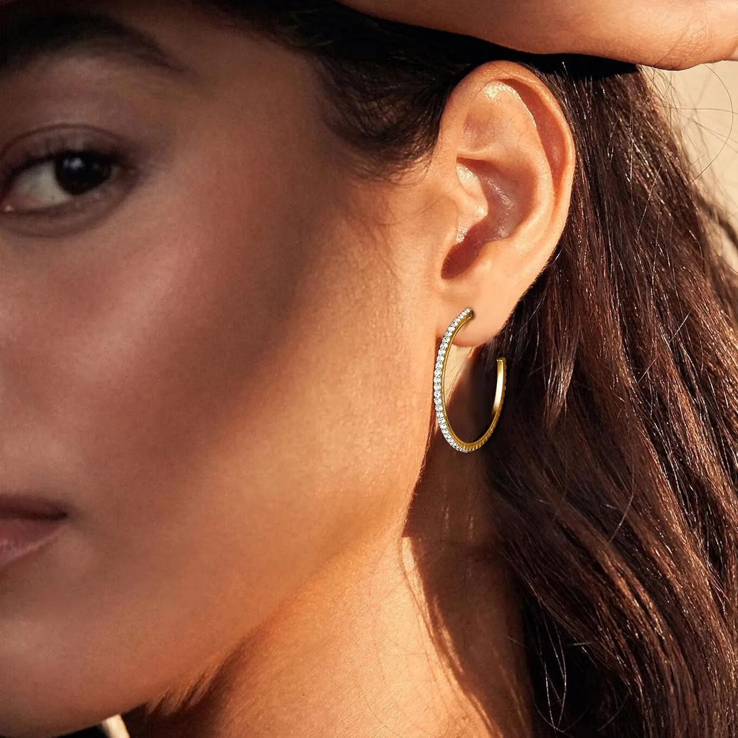 Clip On Hoop Earrings for Women Non Pierced Ears,Gold Clip On Earrings Non Piercing Big Stainless Steel Fake Hoops Lightweight 30-60mm