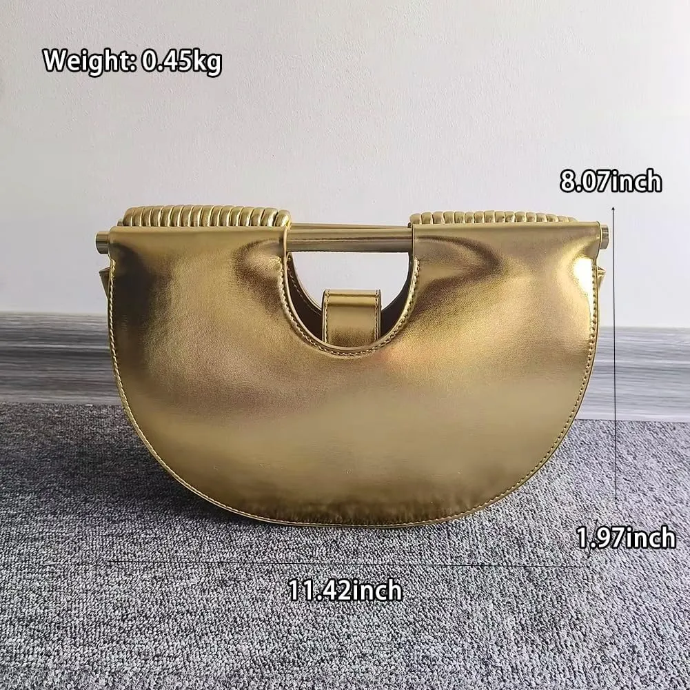 Clutch Purses for Women Evening/Wedding Chic Half Round Woven Bag Formal PU Leather Purse Designer Handbags for Party Prom