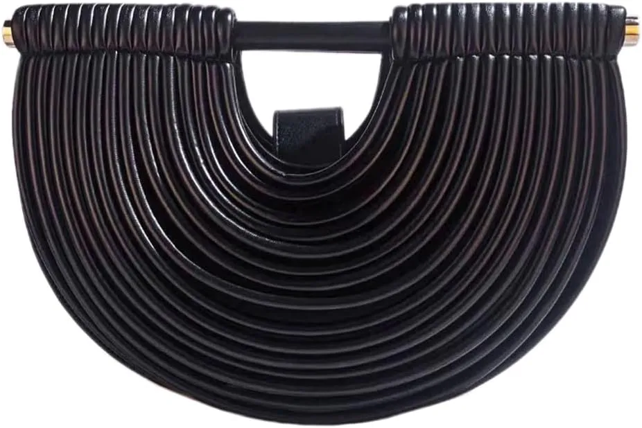 Clutch Purses for Women Evening/Wedding Chic Half Round Woven Bag Formal PU Leather Purse Designer Handbags for Party Prom