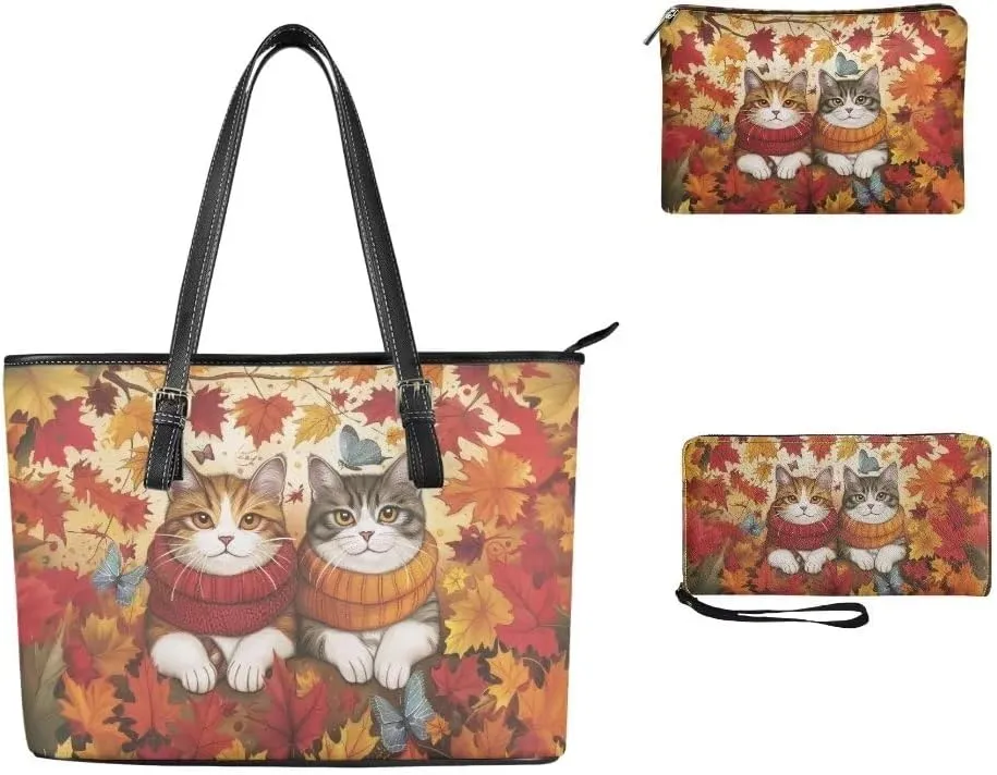 Coldinair 3PCS Custom Tote Handbags for Women Ladies,Handle Bags Wallet Purse Set Leather Shoulder Bags Tote Purse