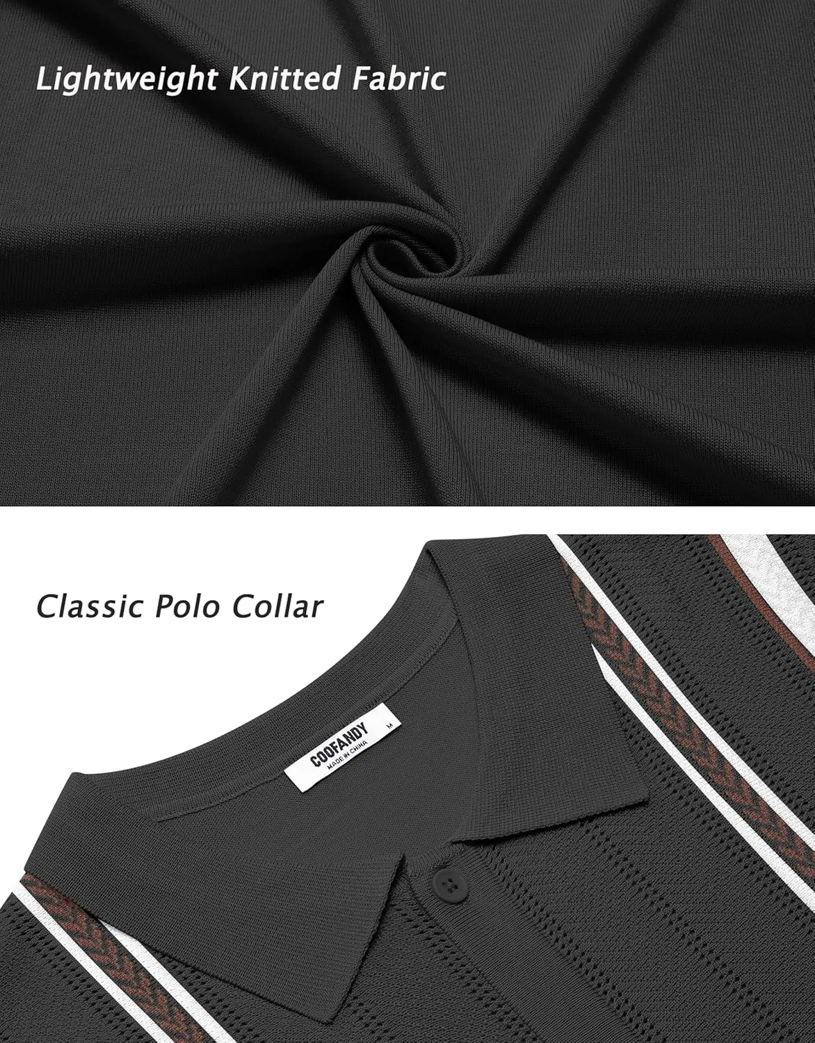 COOFANDY Knit Shirts for Men Casual Short Sleeve Button Down Shirts Summer Beach Stretch Fit Collared Shirts