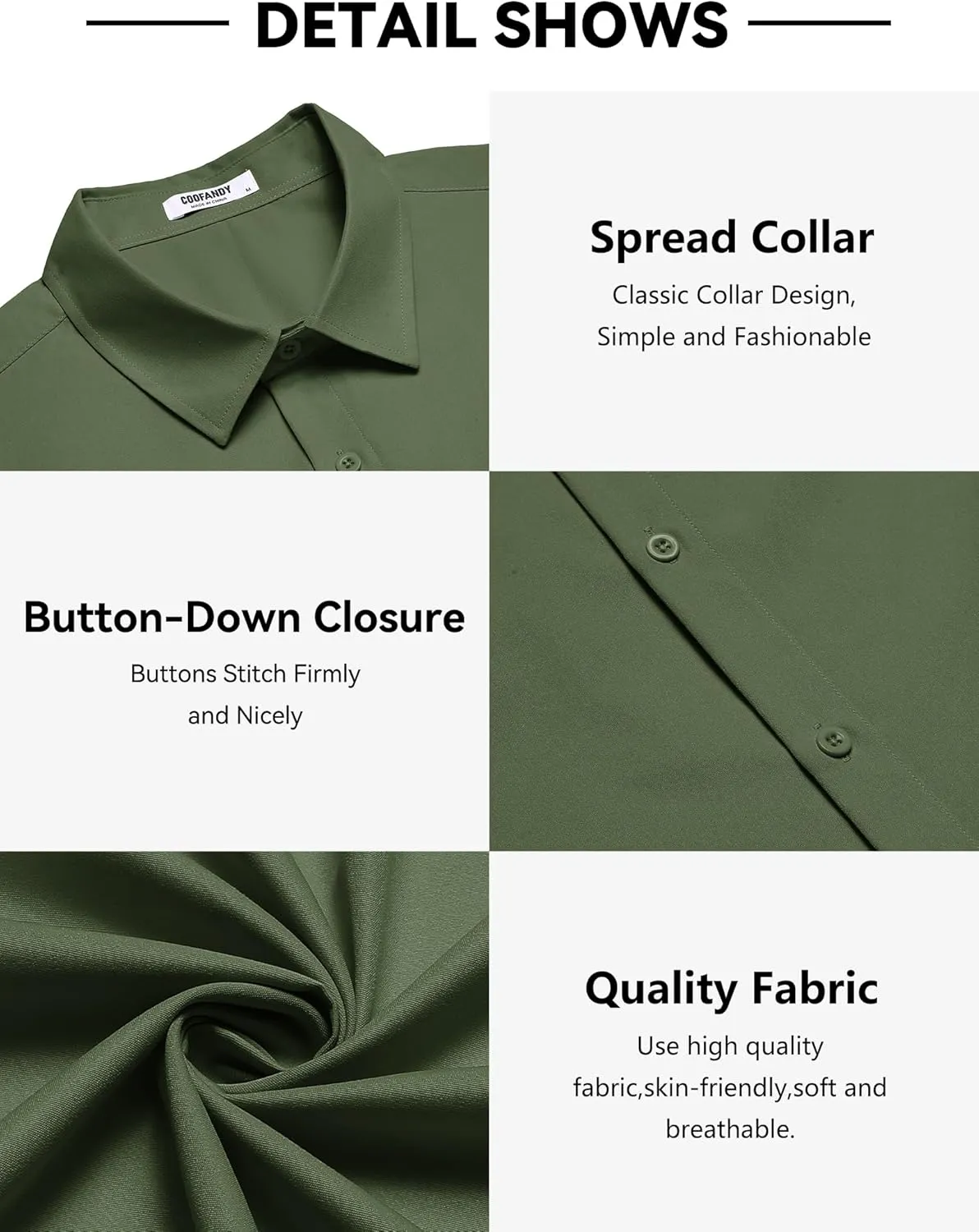 COOFANDY Men's Casual Short Sleeve Button Down Shirts Untucked Dress Shirts Wrinkle Free Summer Wedding Shirts Solid
