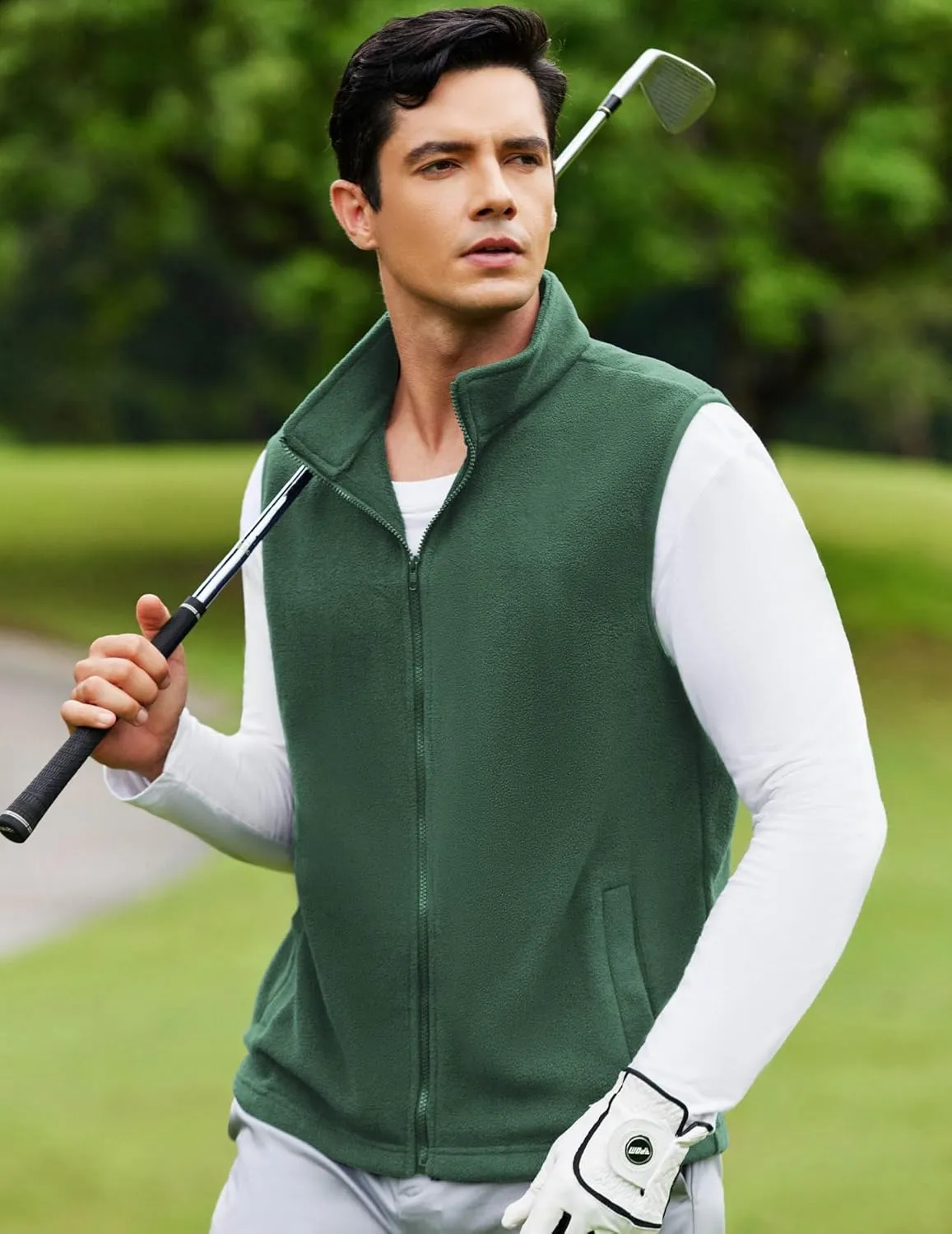 COOFANDY Men's Polar Fleece Vest Lightweight Sleeveless Zip Up Jacket Casual Outerwear Outdoor Golf Vests