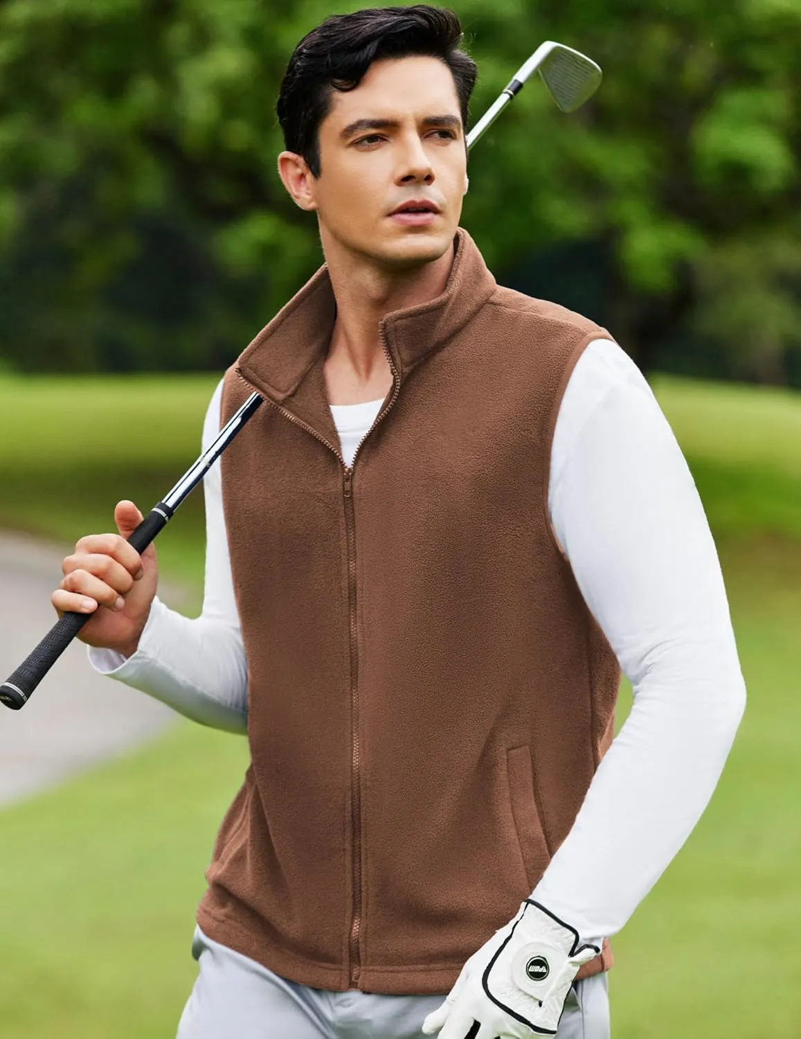 COOFANDY Men's Polar Fleece Vest Lightweight Sleeveless Zip Up Jacket Casual Outerwear Outdoor Golf Vests