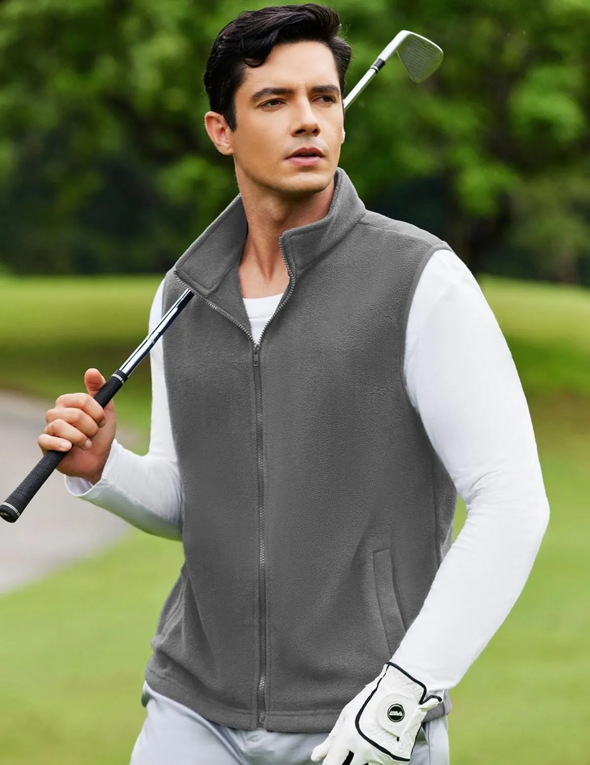 COOFANDY Men's Polar Fleece Vest Lightweight Sleeveless Zip Up Jacket Casual Outerwear Outdoor Golf Vests