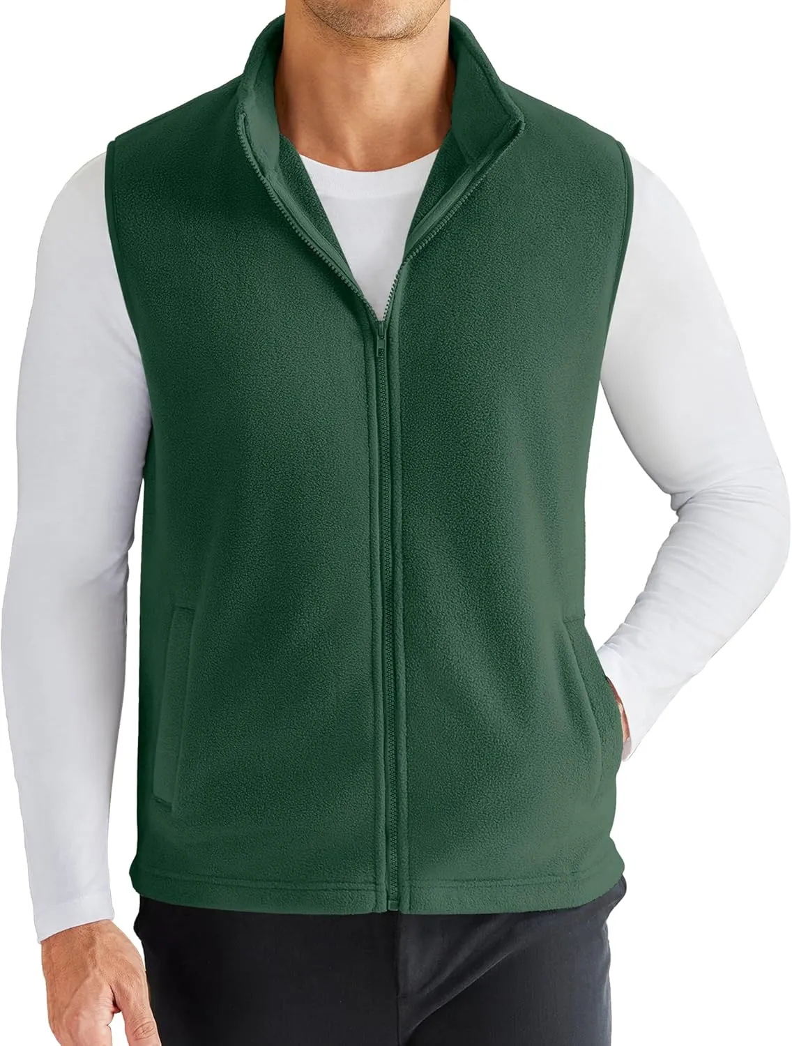 COOFANDY Men's Polar Fleece Vest Lightweight Sleeveless Zip Up Jacket Casual Outerwear Outdoor Golf Vests