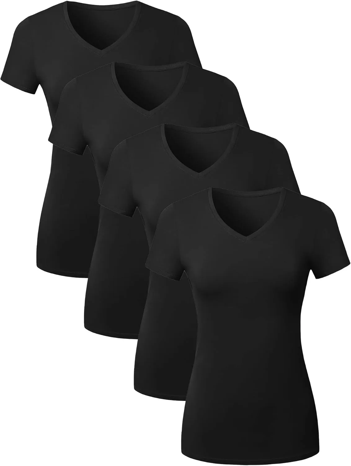 Cotton V Neck T Shirts for Women Short Sleeve Tshirt Basic Tees Vneck Tshirts Womens Tops Undershirt Multipack