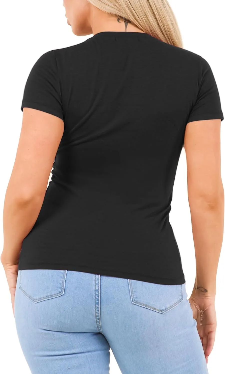 Cotton V Neck T Shirts for Women Short Sleeve Tshirt Basic Tees Vneck Tshirts Womens Tops Undershirt Multipack