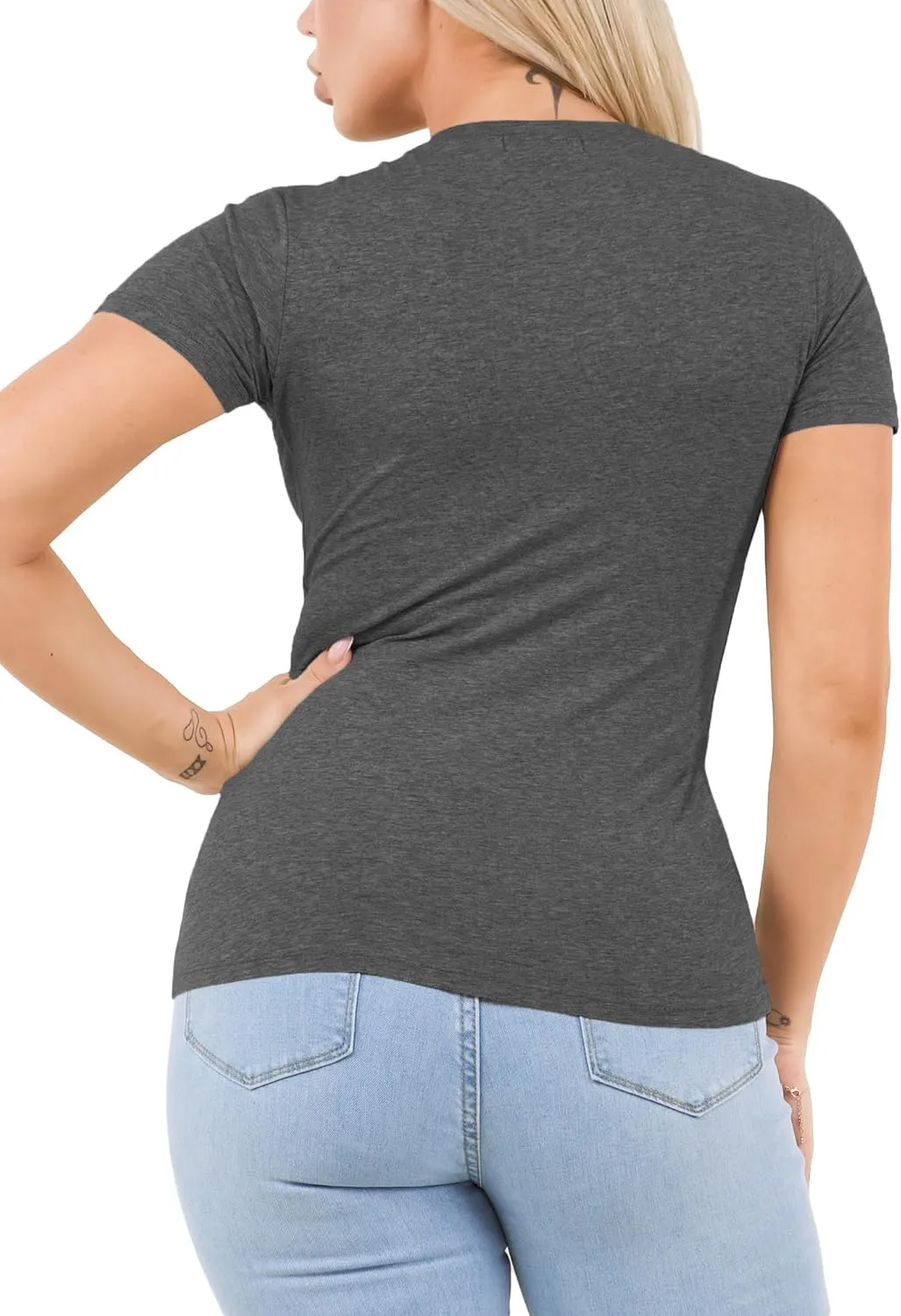 Cotton V Neck T Shirts for Women Short Sleeve Tshirt Basic Tees Vneck Tshirts Womens Tops Undershirt Multipack