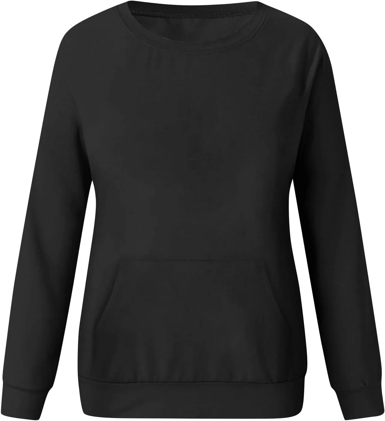 Crewneck Sweatshirts Women Fleece Sweatshirt with Pocket Long Sleeve Shirts Hoodies Pullover Cute Sweaters Tops