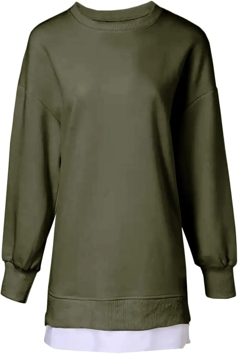 Crewneck Sweatshirts Women Long Oversized Hoodie Long Sleeve Pullover Side Split Drop Shoulder Casual Tops Outfits