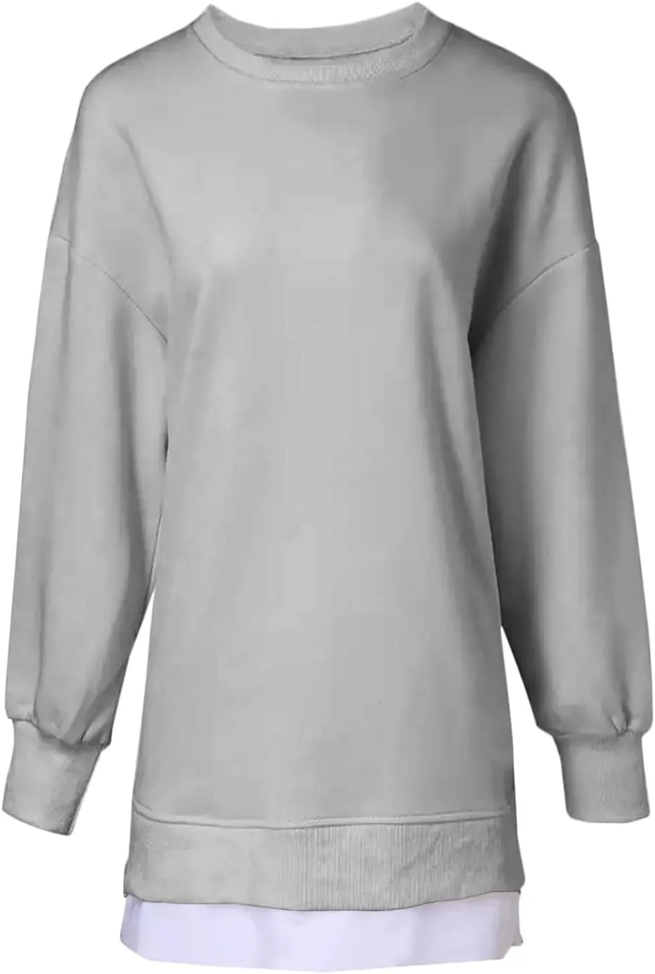 Crewneck Sweatshirts Women Long Oversized Hoodie Long Sleeve Pullover Side Split Drop Shoulder Casual Tops Outfits