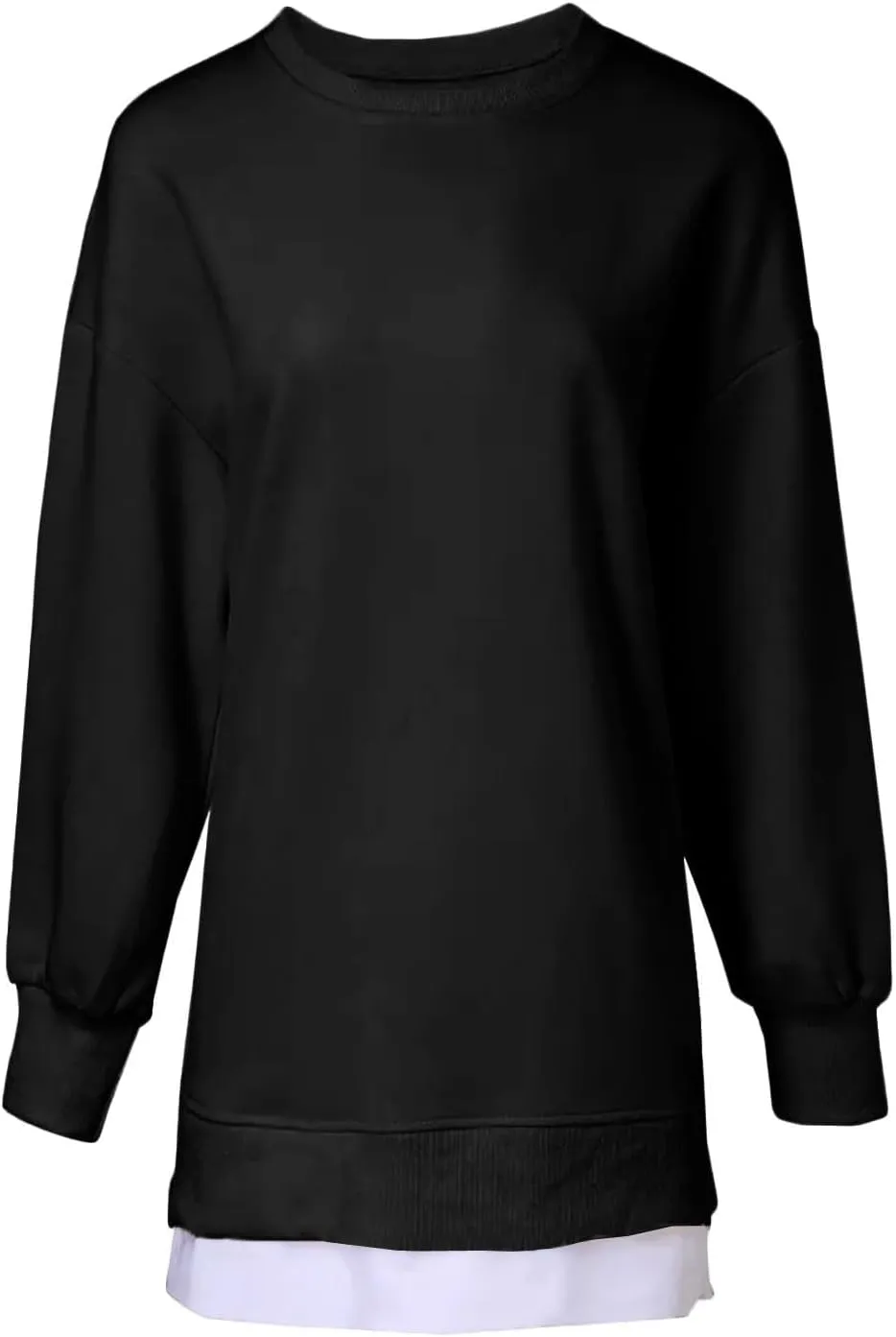 Crewneck Sweatshirts Women Long Oversized Hoodie Long Sleeve Pullover Side Split Drop Shoulder Casual Tops Outfits