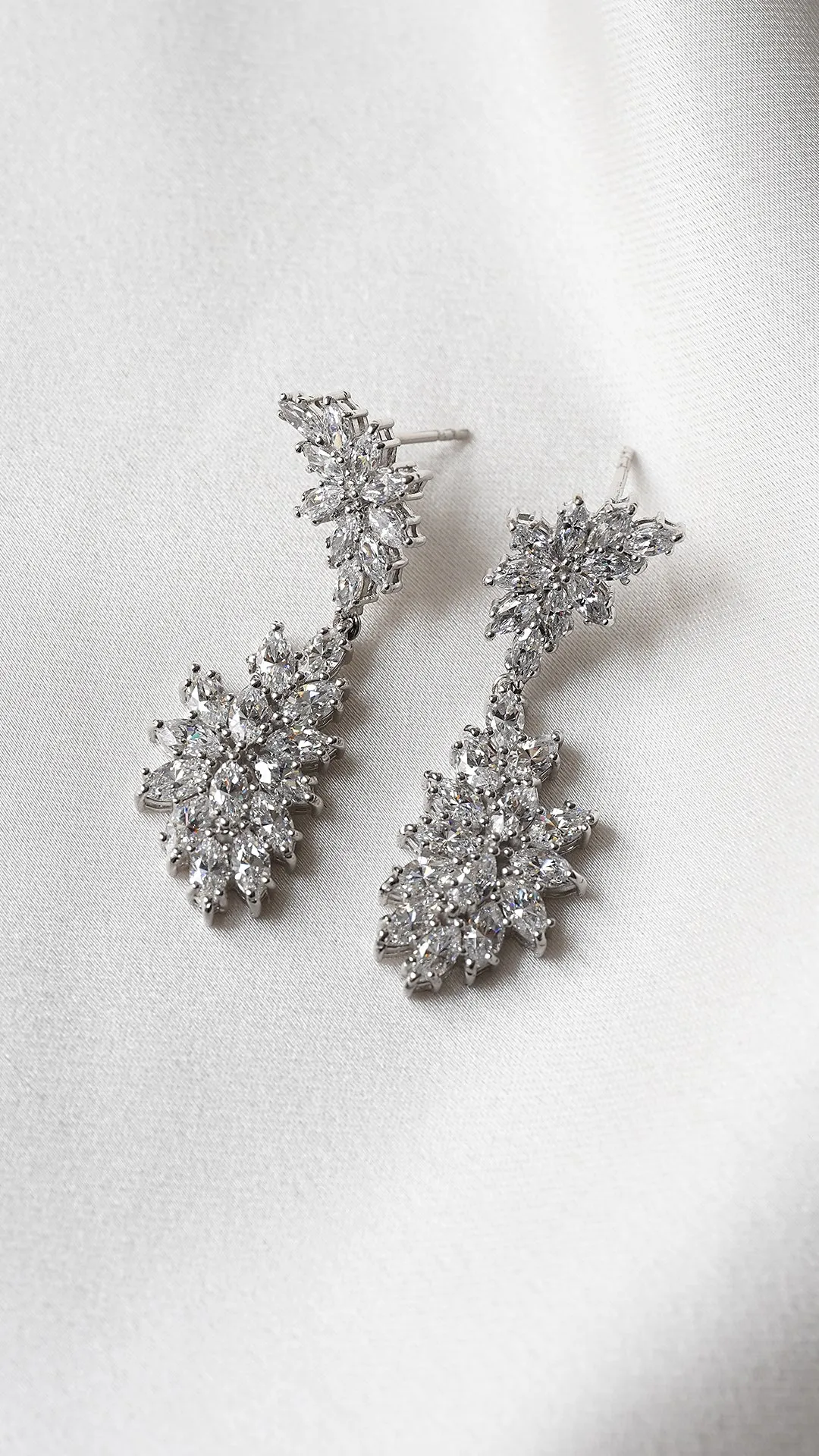 Cross Vine Drops White Gold Plated