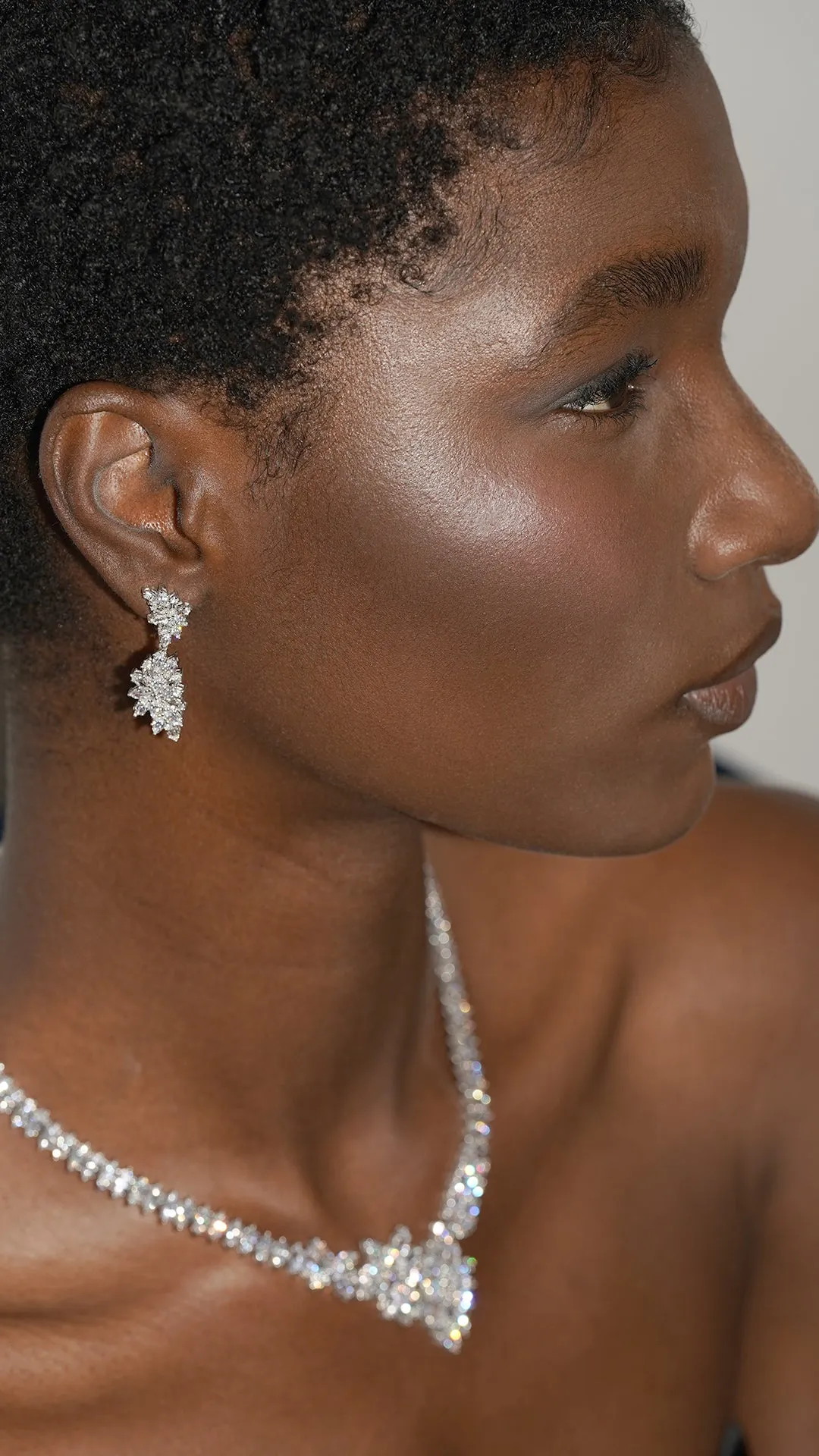 Cross Vine Drops White Gold Plated