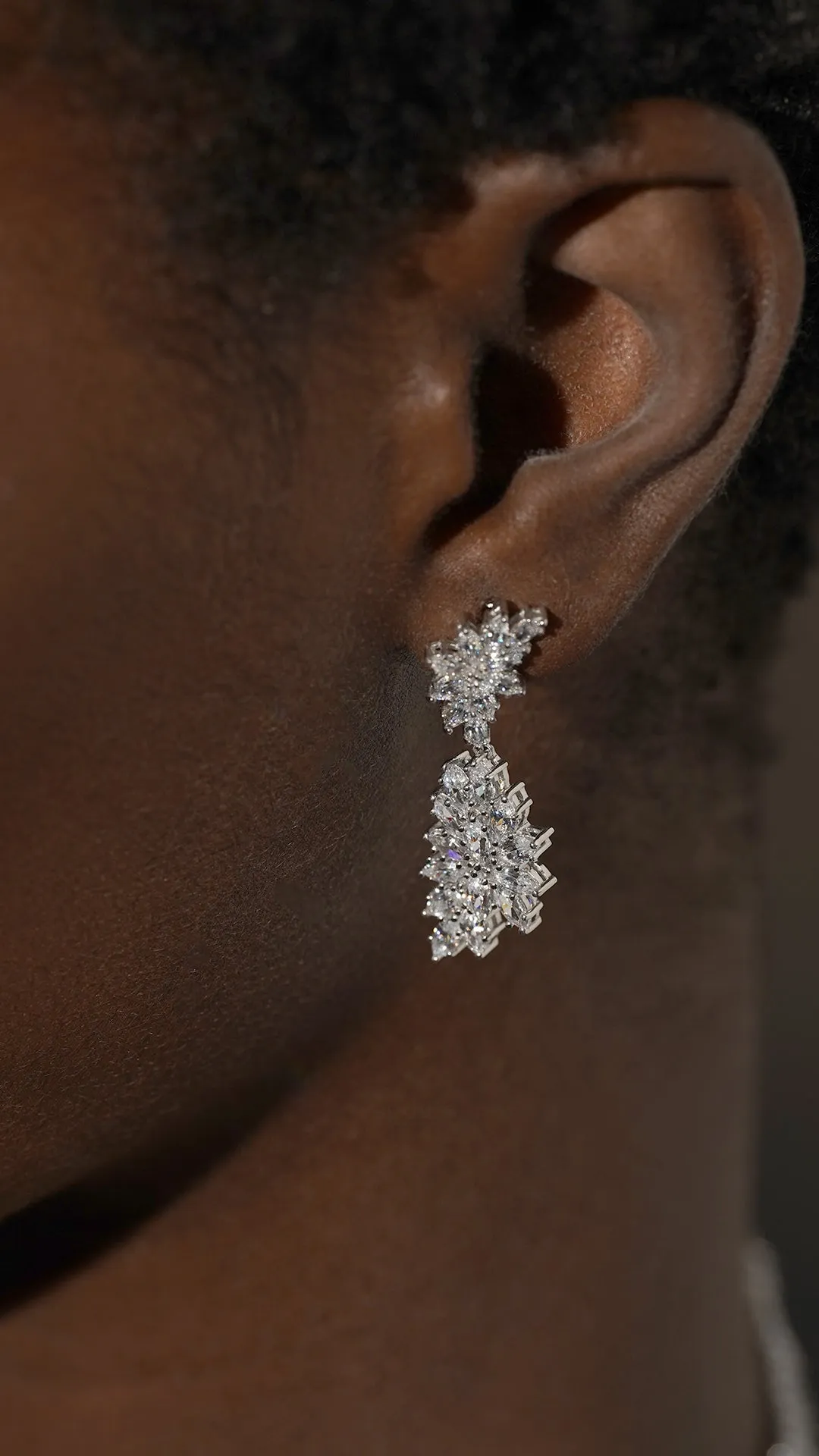 Cross Vine Drops White Gold Plated