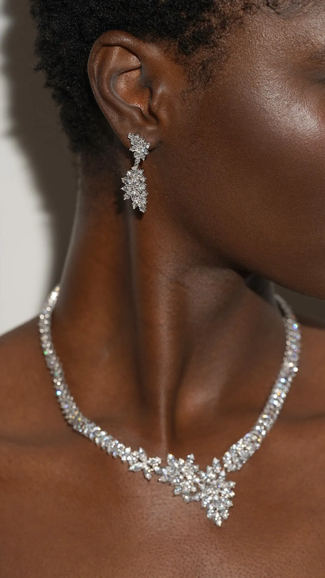 Cross Vine Drops White Gold Plated