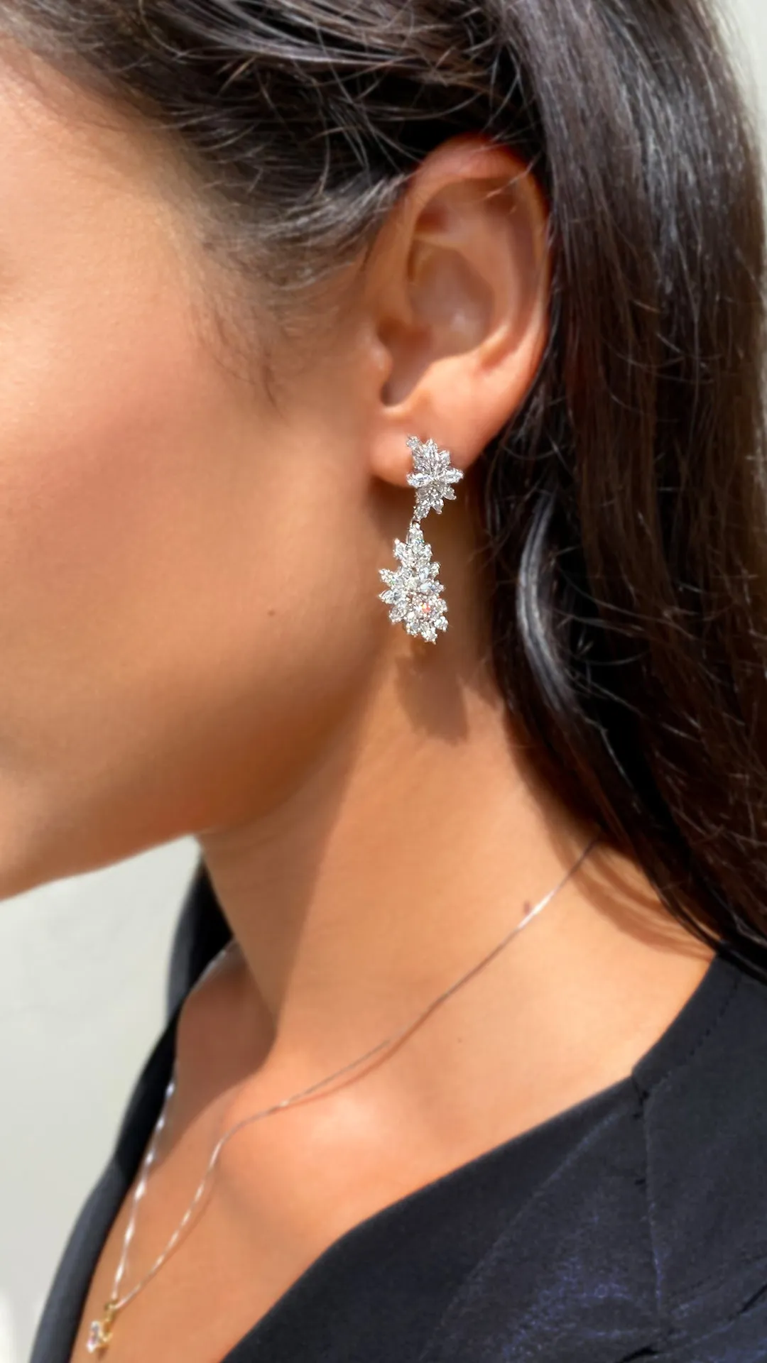 Cross Vine Drops White Gold Plated