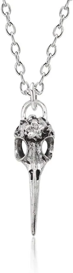 Crow Raven Bird Skull Necklaces Pendant Charms Vintage Silver Statement Choker Necklaces Women Punk Jewelry