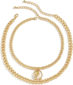 Cuban Link Chain Chunky Multi Layered Necklaces for Women, 2 Layer Gold Stackable Necklaces