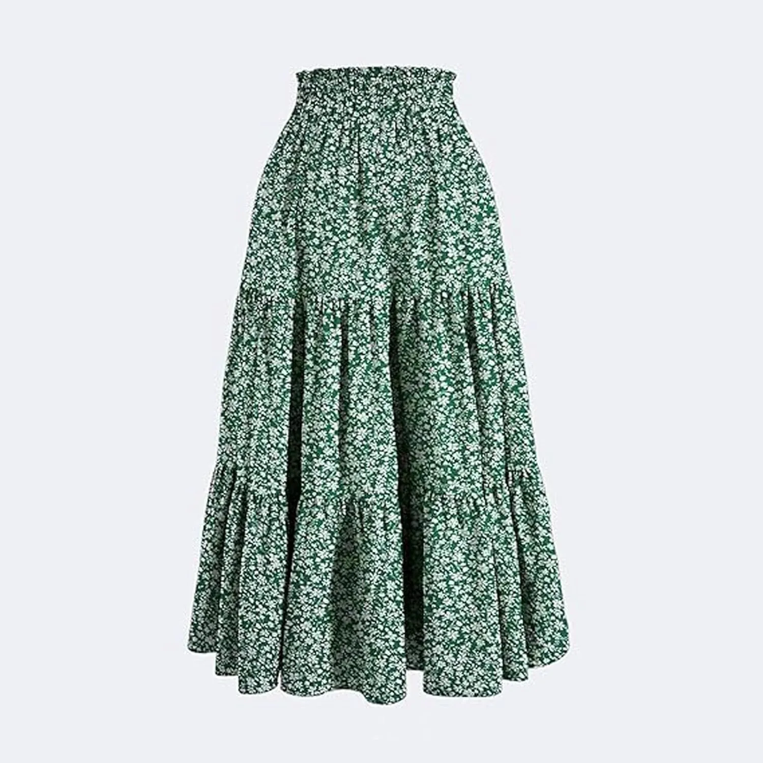 Cute Summer Floral Maxi Skirts for Women Boho Elastic High Waisted A-Line Skirts Fashion Flowy Swing Vacation Clothes