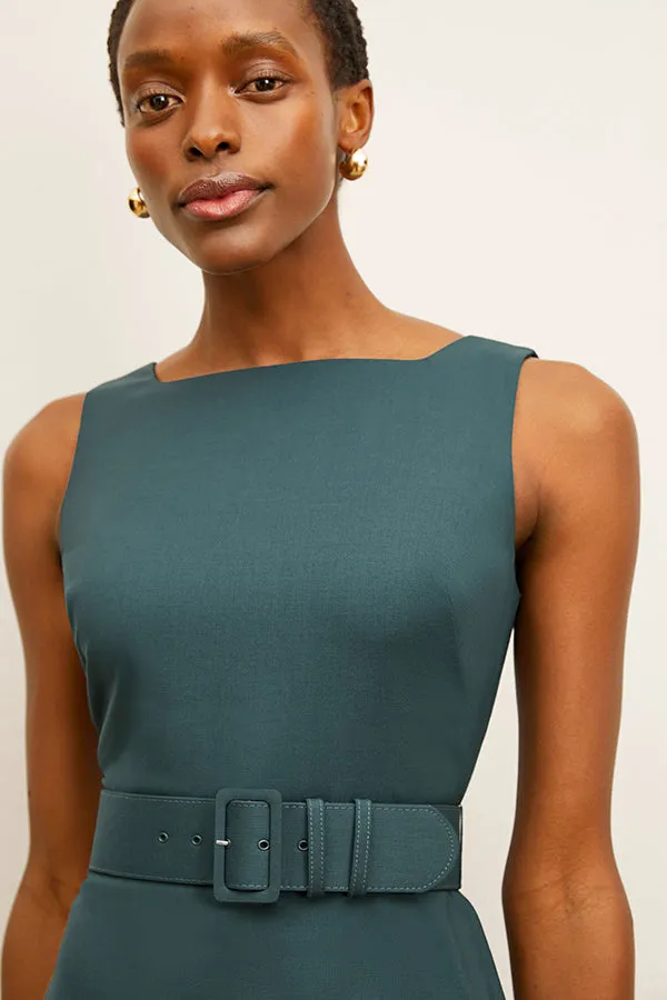 Cynthia Dress - Washable Wool Twill :: Blue Jade