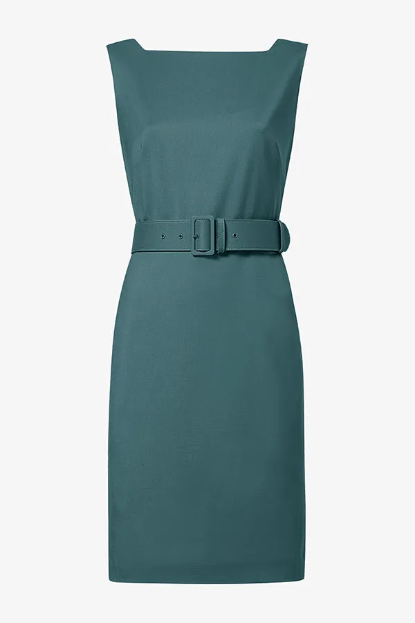 Cynthia Dress - Washable Wool Twill :: Blue Jade