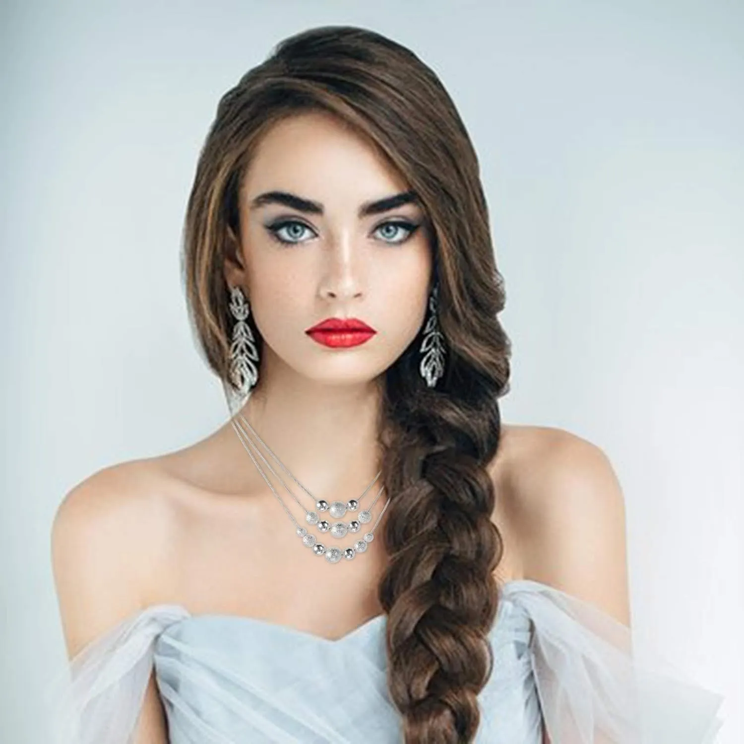 Dainty Small Pearl Pendant Necklace Silver Fashion Multilayer Necklace Pendant Women Girl Double Layered Necklace Accessory Silver Necklace Pendant (Multicolor, One Size)