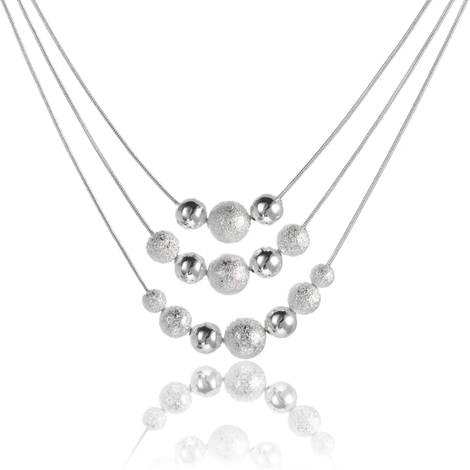 Dainty Small Pearl Pendant Necklace Silver Fashion Multilayer Necklace Pendant Women Girl Double Layered Necklace Accessory Silver Necklace Pendant (Multicolor, One Size)