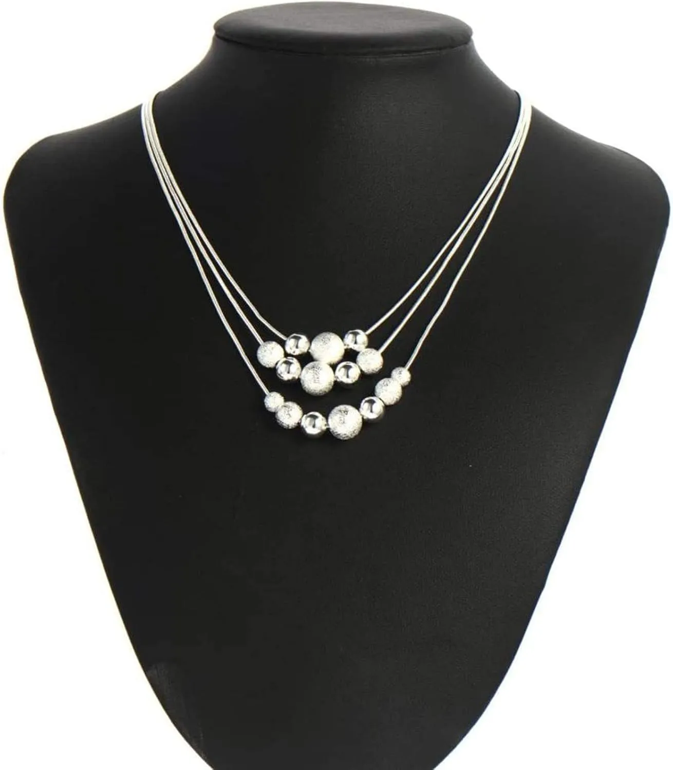 Dainty Small Pearl Pendant Necklace Silver Fashion Multilayer Necklace Pendant Women Girl Double Layered Necklace Accessory Silver Necklace Pendant (Multicolor, One Size)