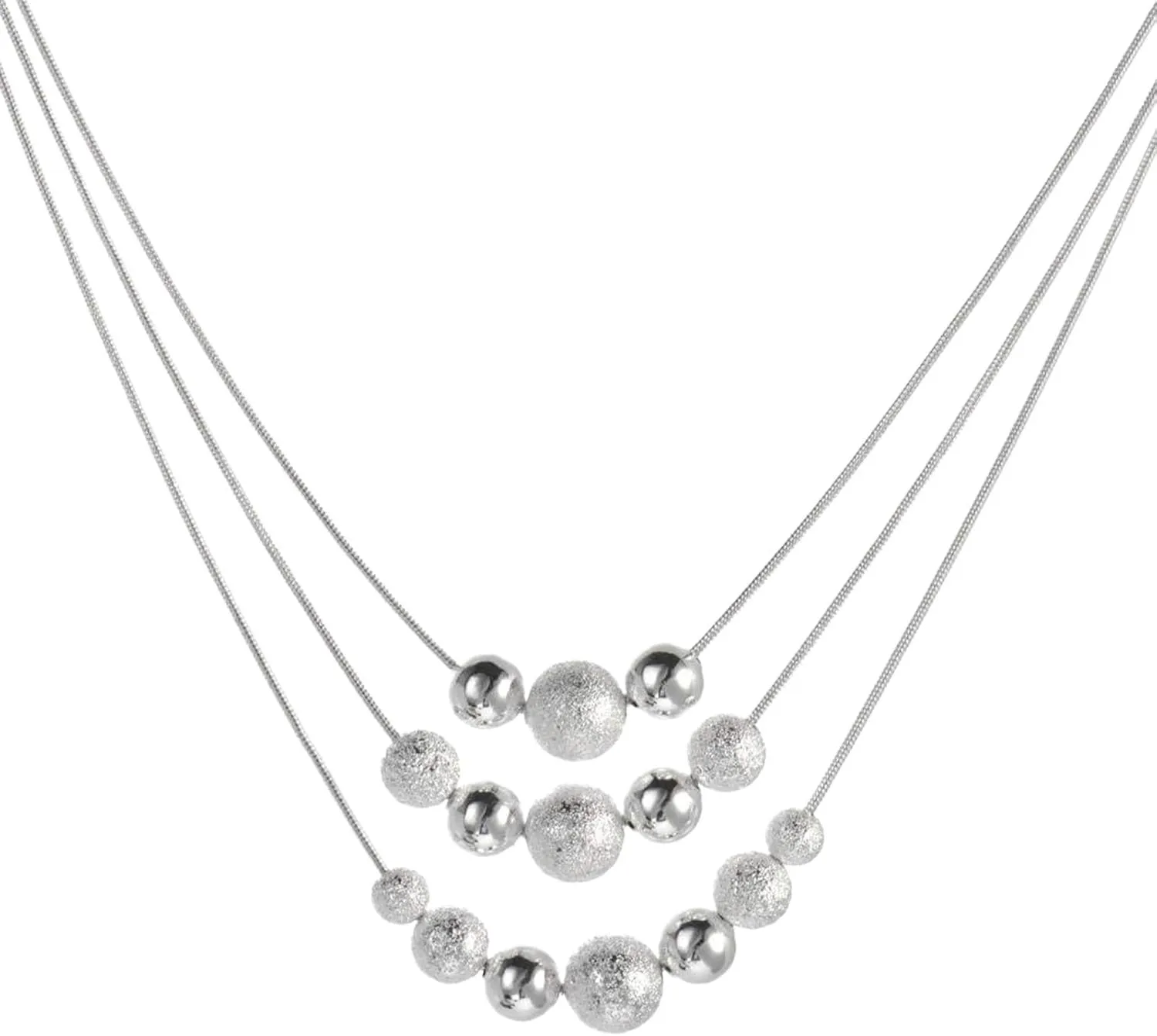 Dainty Small Pearl Pendant Necklace Silver Fashion Multilayer Necklace Pendant Women Girl Double Layered Necklace Accessory Silver Necklace Pendant (Multicolor, One Size)