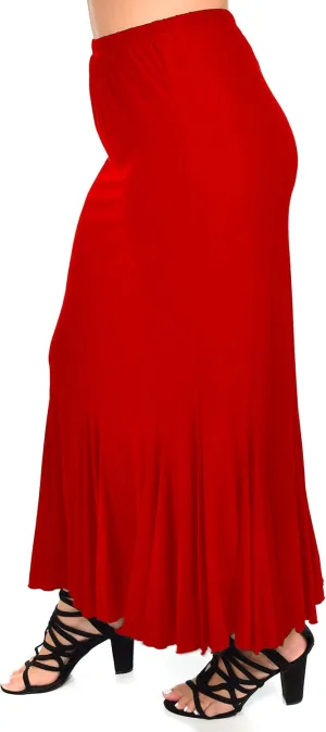 Dare2BStylish Women Boho Godet Splash Bottom A Line Maxi Skirt | Reg & Plus Sizes