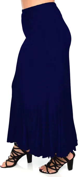 Dare2BStylish Women Boho Godet Splash Bottom A Line Maxi Skirt | Reg & Plus Sizes
