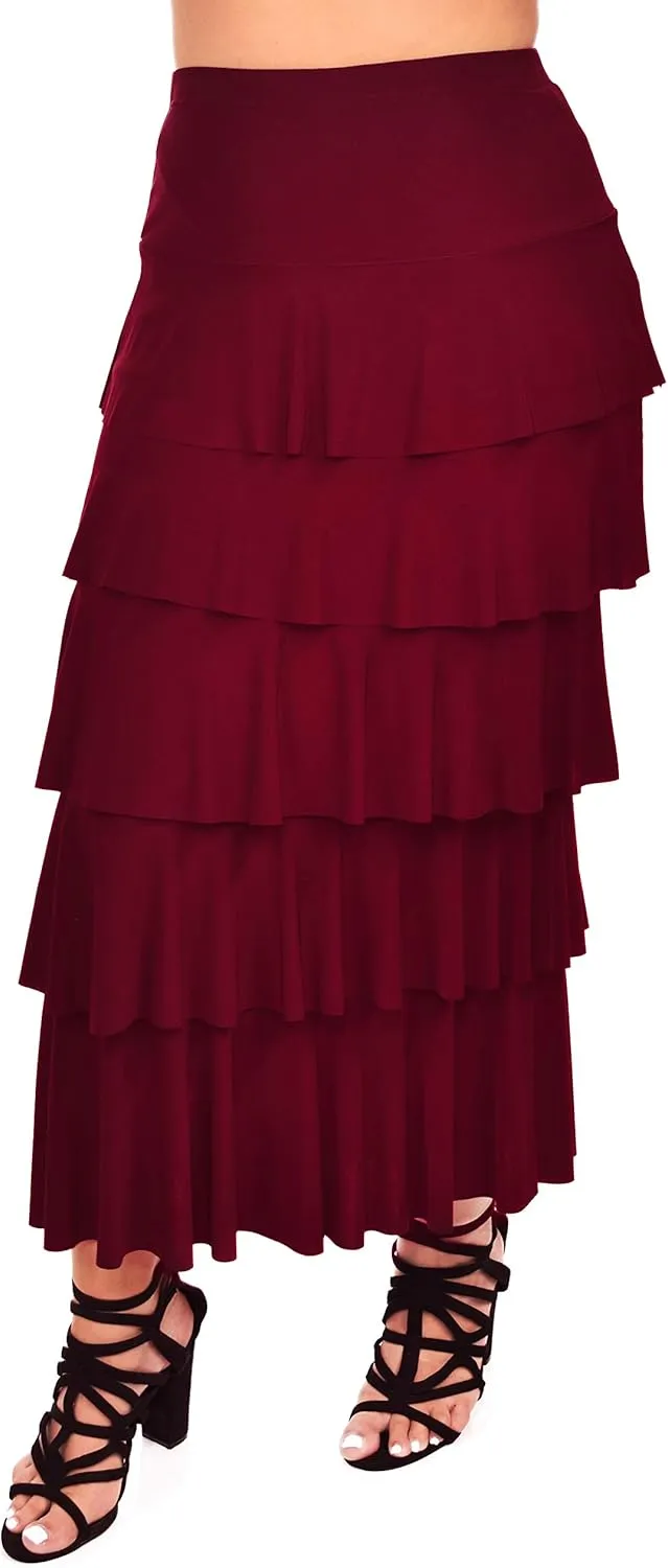 Dare2BStylish Women Boho Waterfall Tiered Layered Maxi Skirt | Reg & Plus Sizes