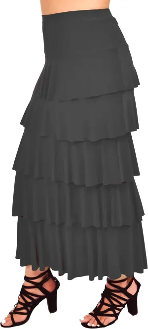 Dare2BStylish Women Boho Waterfall Tiered Layered Maxi Skirt | Reg & Plus Sizes