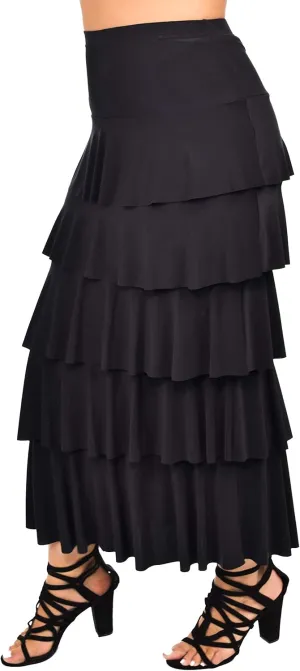 Dare2BStylish Women Boho Waterfall Tiered Layered Maxi Skirt | Reg & Plus Sizes