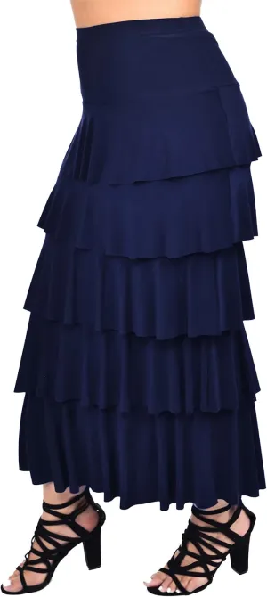 Dare2BStylish Women Boho Waterfall Tiered Layered Maxi Skirt | Reg & Plus Sizes