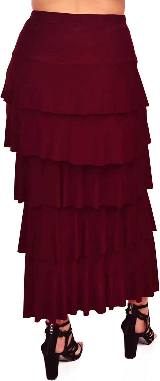 Dare2BStylish Women Boho Waterfall Tiered Layered Maxi Skirt | Reg & Plus Sizes