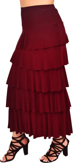 Dare2BStylish Women Boho Waterfall Tiered Layered Maxi Skirt | Reg & Plus Sizes