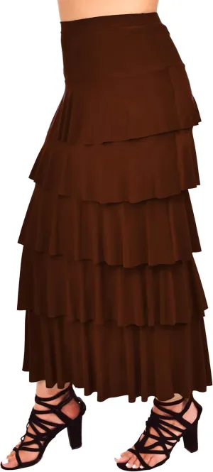 Dare2BStylish Women Boho Waterfall Tiered Layered Maxi Skirt | Reg & Plus Sizes