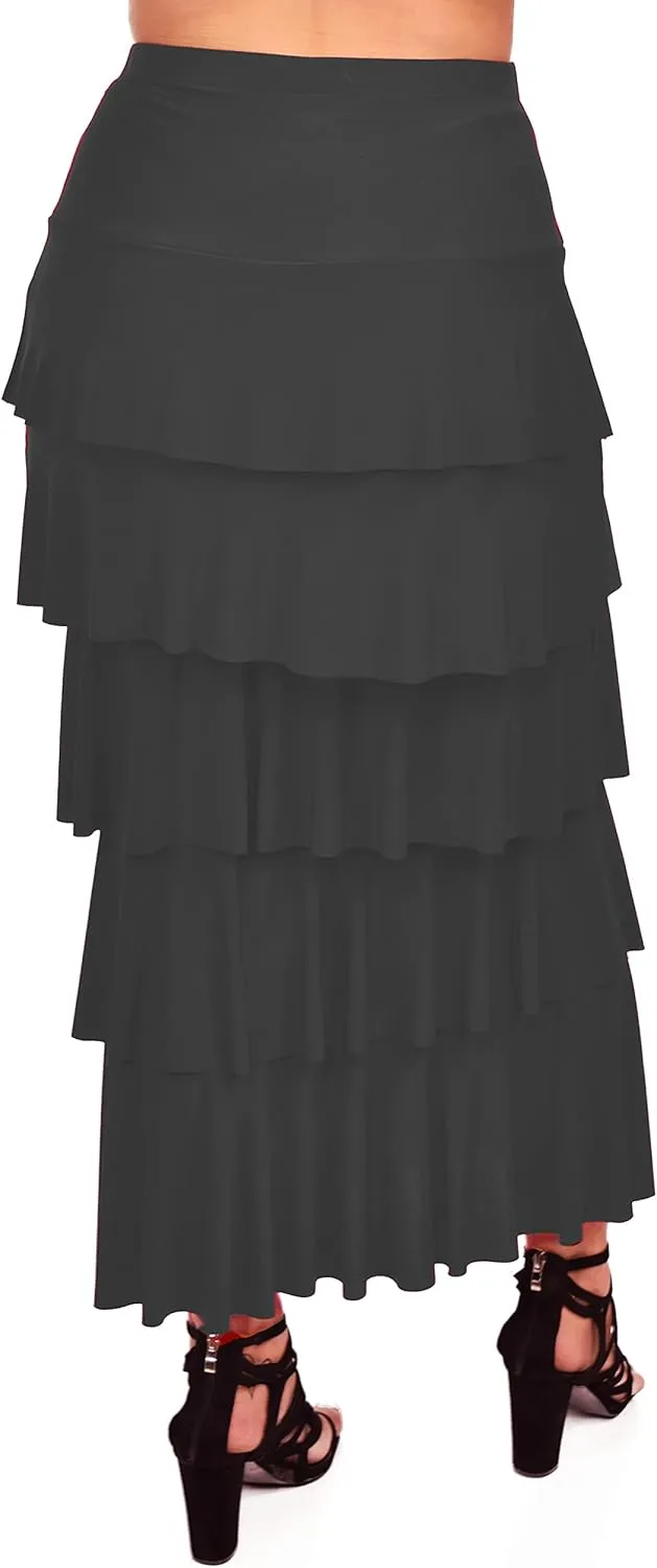 Dare2BStylish Women Boho Waterfall Tiered Layered Maxi Skirt | Reg & Plus Sizes